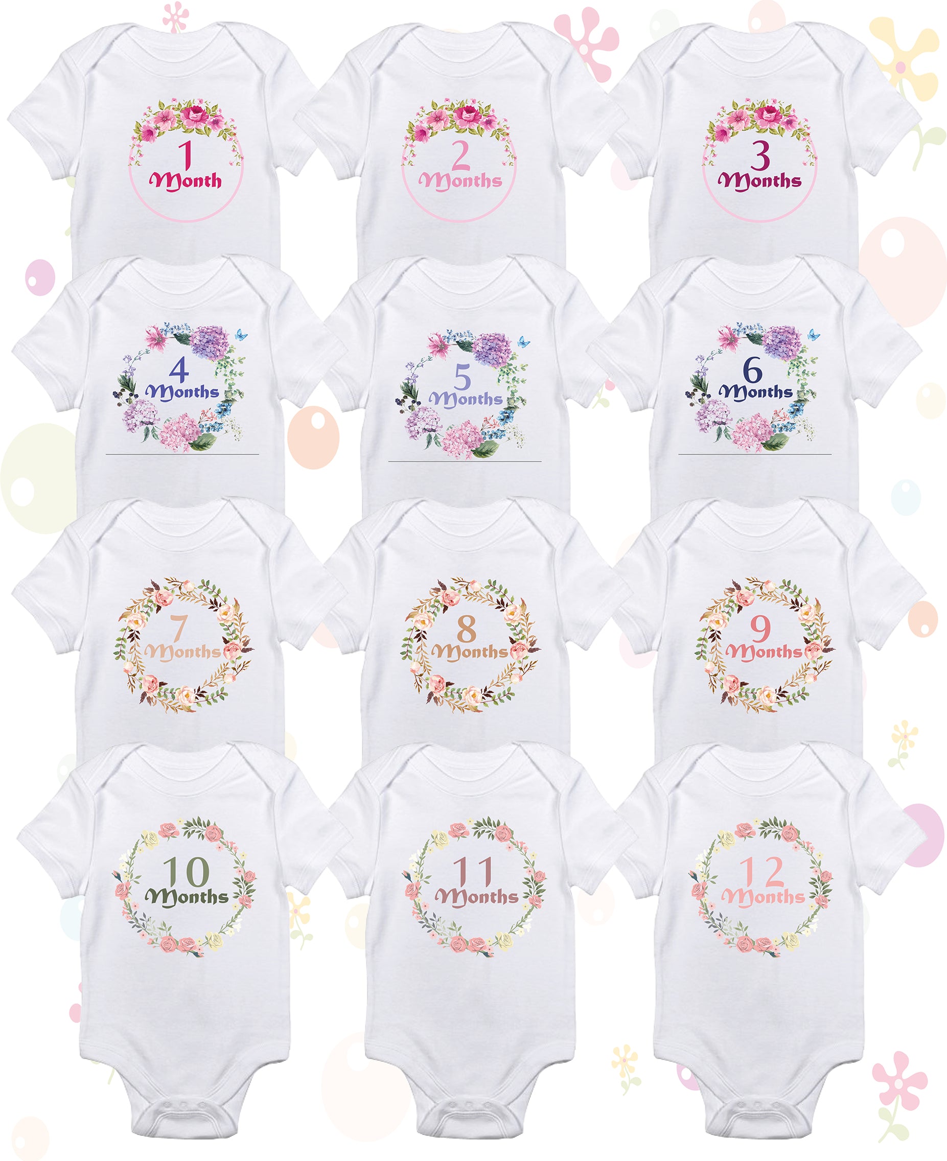 Flowers Design Bodysuit from 1-12 months