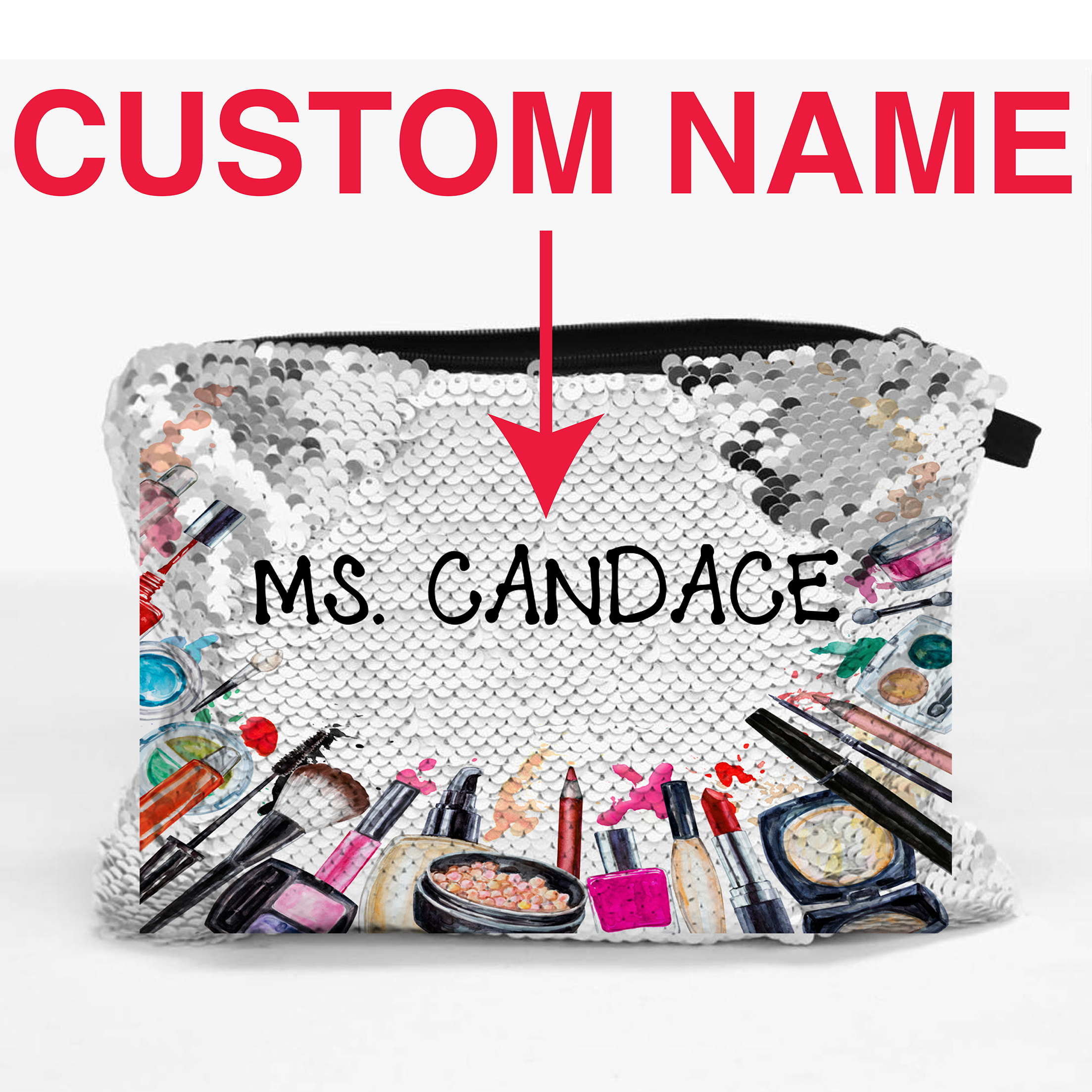 Customized Makeup bag sequence Silver